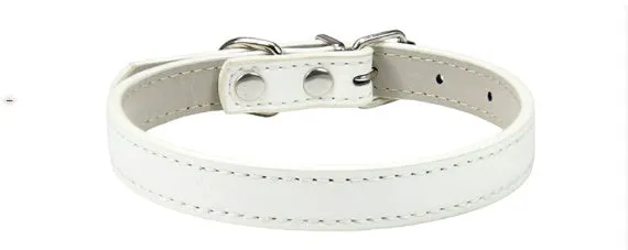 Small medium dog PU collar in monochrome casual style, multiple colours and sizes from XS to XXL