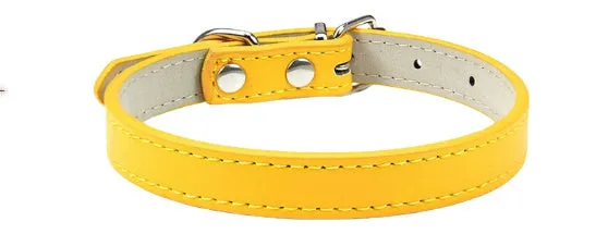 Small medium dog PU collar in monochrome casual style, multiple colours and sizes from XS to XXL