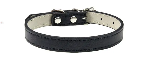 Small medium dog PU collar in monochrome casual style, multiple colours and sizes from XS to XXL