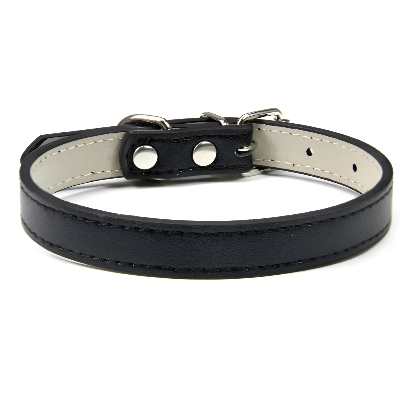 Small medium dog PU collar in monochrome casual style, multiple colours and sizes from XS to XXL