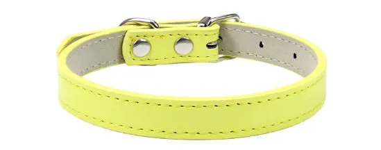 Small medium dog PU collar in monochrome casual style, multiple colours and sizes from XS to XXL
