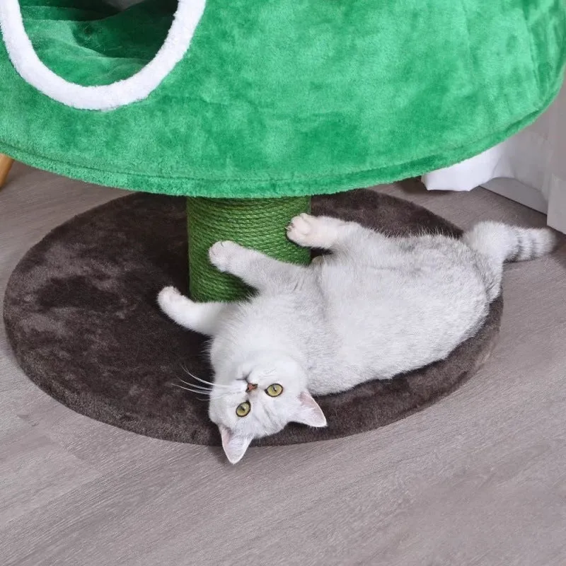 Green Christmas tree style oversized cat nest with sisal climbing frame for indoor cats