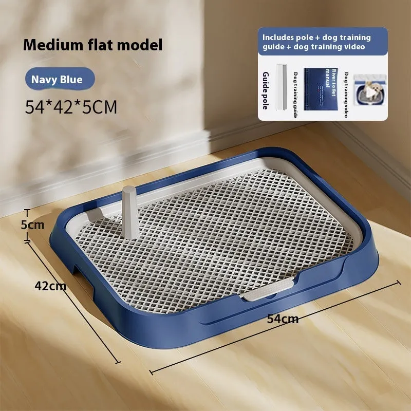PET plastic fixed-point dog toilet with removable tray, available in cream yellow, high-grade gray, apricot pollen, and dark blue sizes S M L