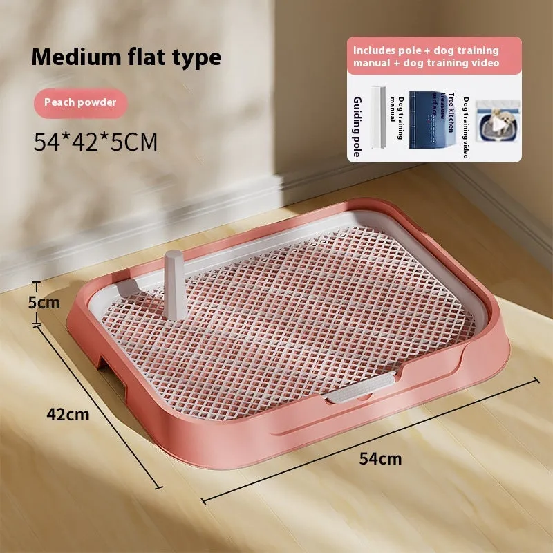 PET plastic fixed-point dog toilet with removable tray, available in cream yellow, high-grade gray, apricot pollen, and dark blue sizes S M L