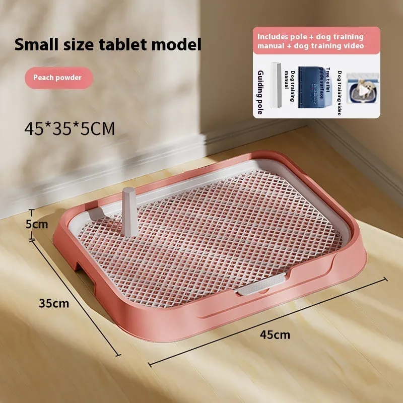 PET plastic fixed-point dog toilet with removable tray, available in cream yellow, high-grade gray, apricot pollen, and dark blue sizes S M L