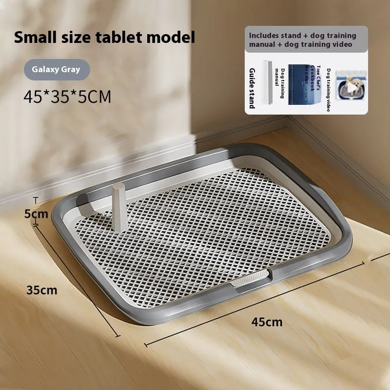 PET plastic fixed-point dog toilet with removable tray, available in cream yellow, high-grade gray, apricot pollen, and dark blue sizes S M L