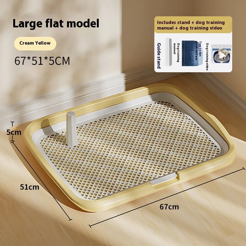 PET plastic fixed-point dog toilet with removable tray, available in cream yellow, high-grade gray, apricot pollen, and dark blue sizes S M L