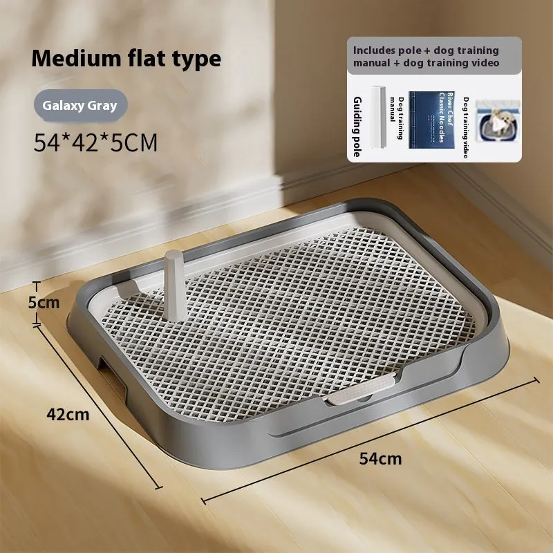 PET plastic fixed-point dog toilet with removable tray, available in cream yellow, high-grade gray, apricot pollen, and dark blue sizes S M L