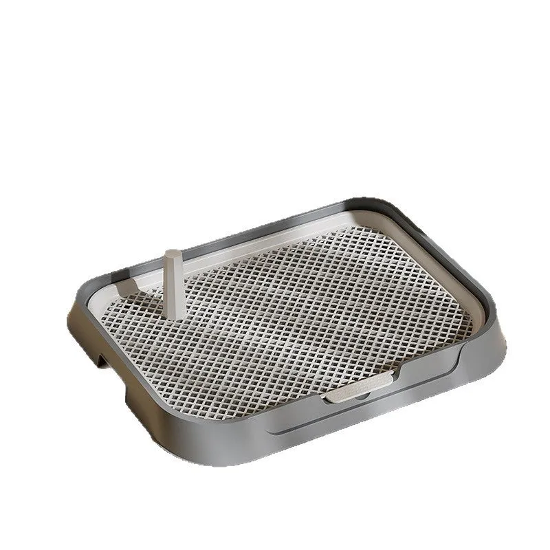 PET plastic fixed-point dog toilet with removable tray, available in cream yellow, high-grade gray, apricot pollen, and dark blue sizes S M L