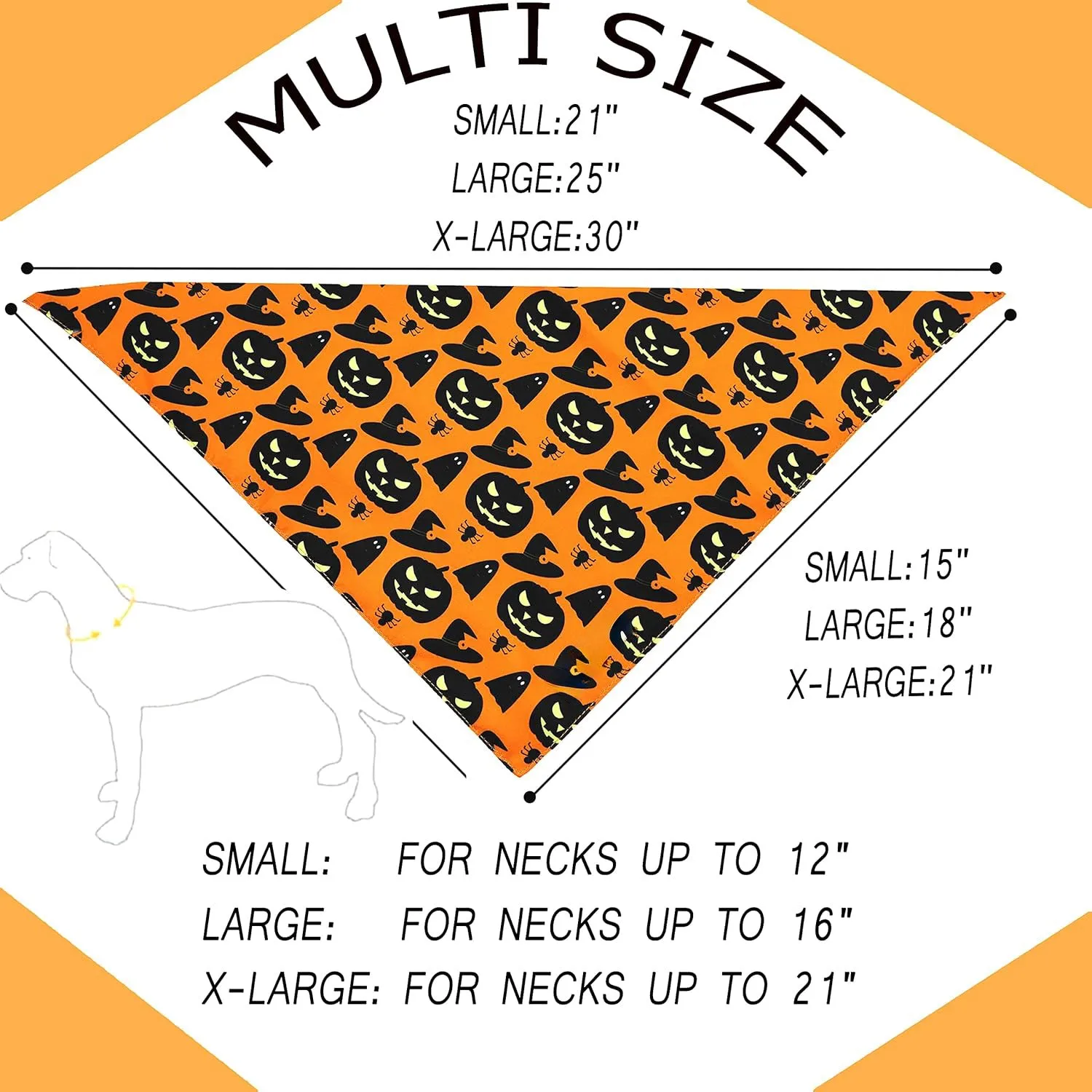 Reversible Halloween dog bandana showing pumpkin design on one side and spider web pattern on the other
