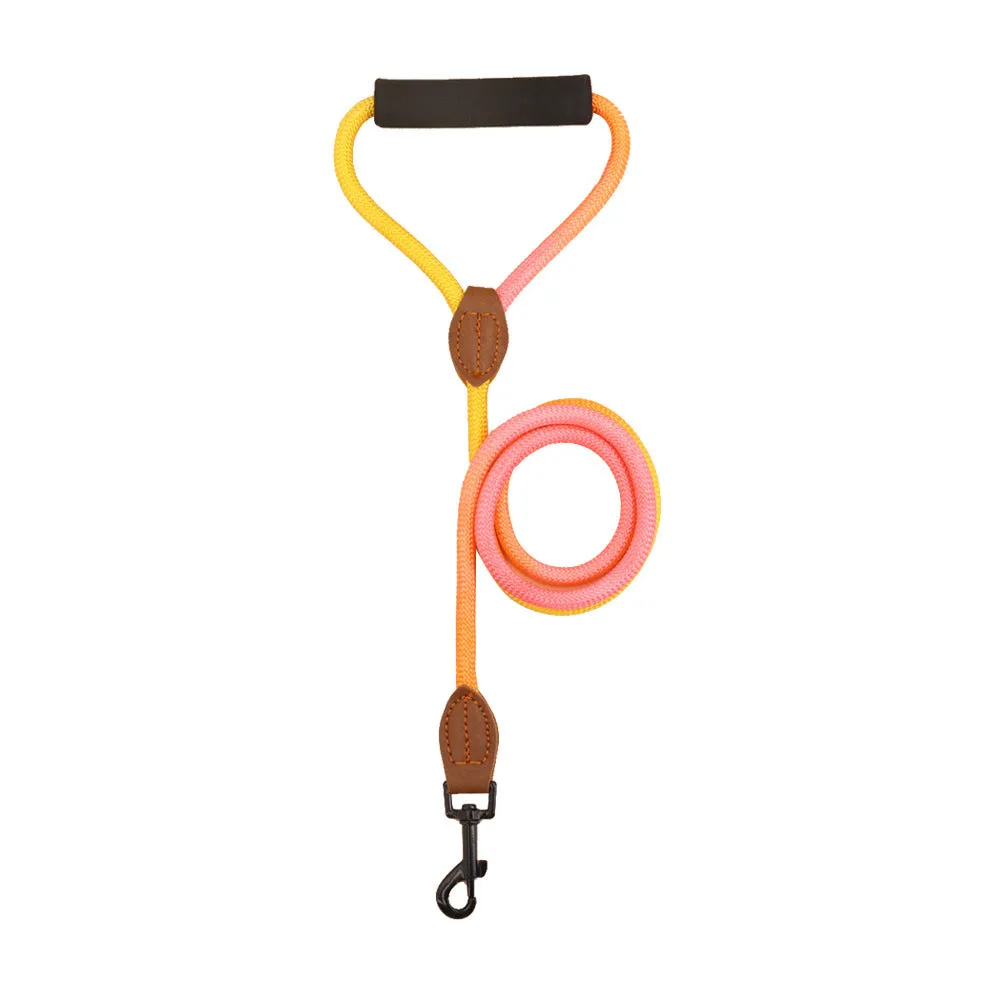 Nylon dog hand holding rope leash round pet lead in multiple colours