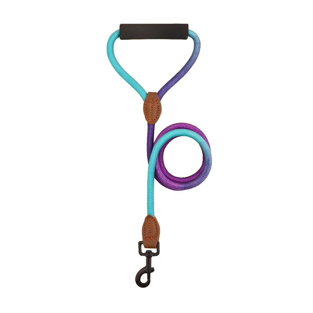 Nylon dog hand holding rope leash round pet lead in multiple colours