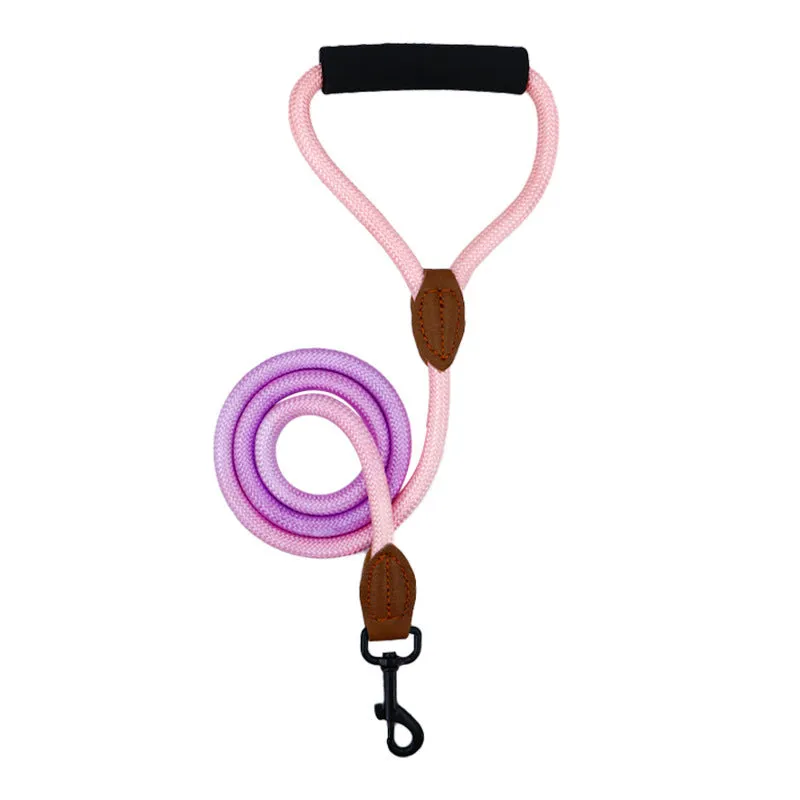 Nylon dog hand holding rope leash round pet lead in multiple colours