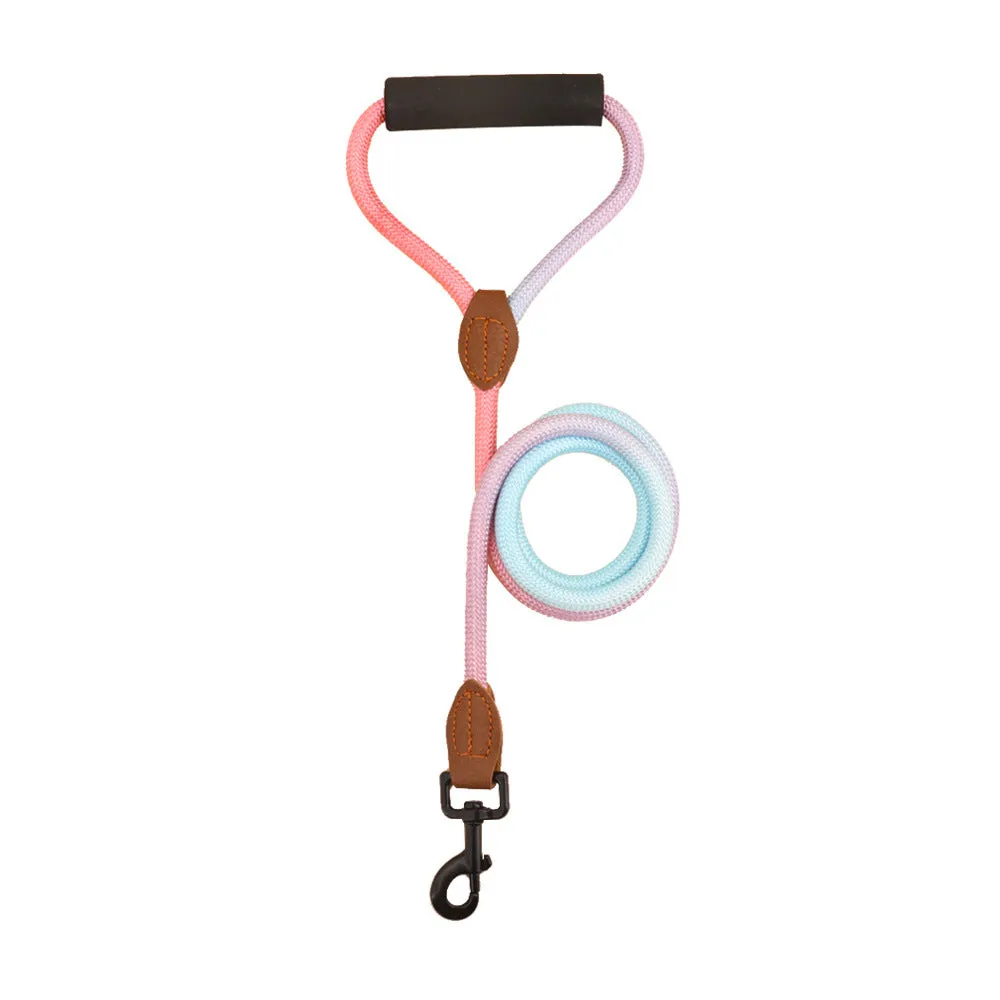 Nylon dog hand holding rope leash round pet lead in multiple colours