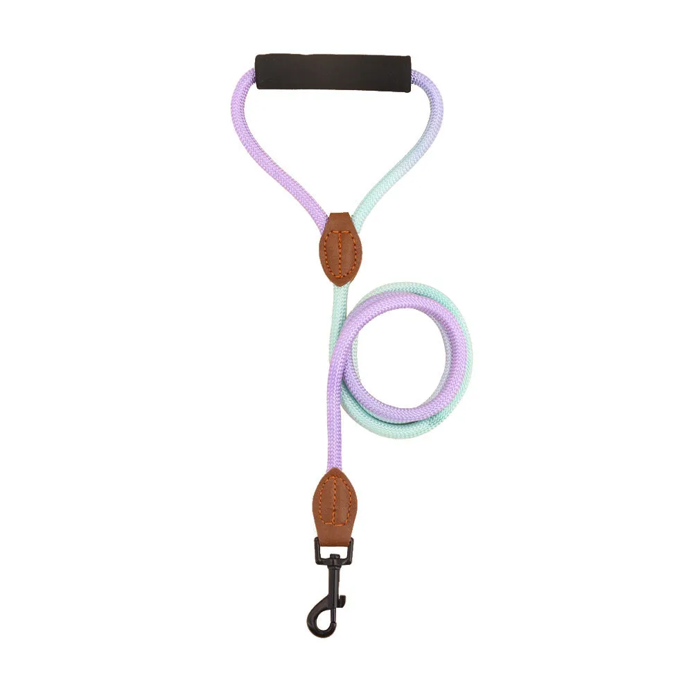 Nylon dog hand holding rope leash round pet lead in multiple colours