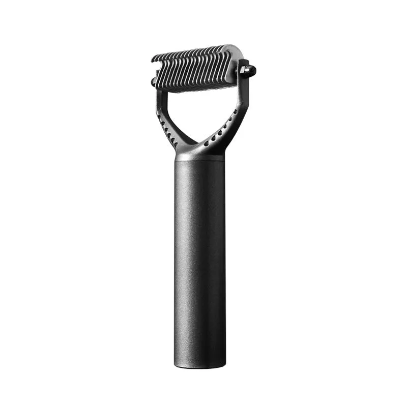 Massage knot washable pet grooming gift box with comb and brush in matte black and noble purple