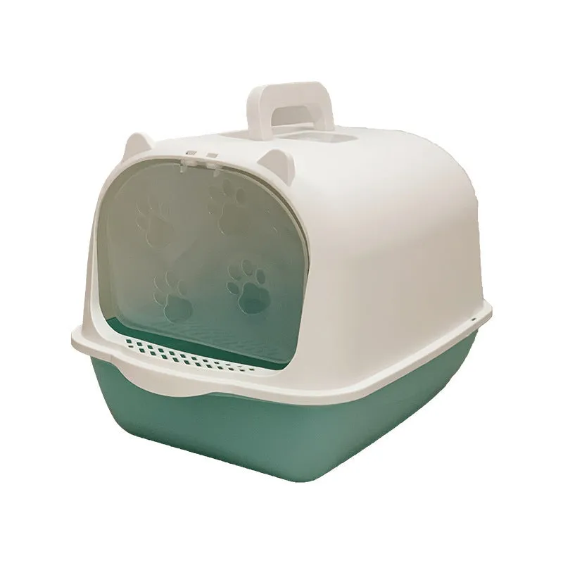 Oversized PP cat litter box in upgrade gray with splash-proof sides and included shovel