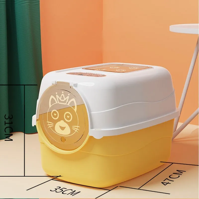 Oversized PP cat litter box in upgrade gray with splash-proof sides and included shovel