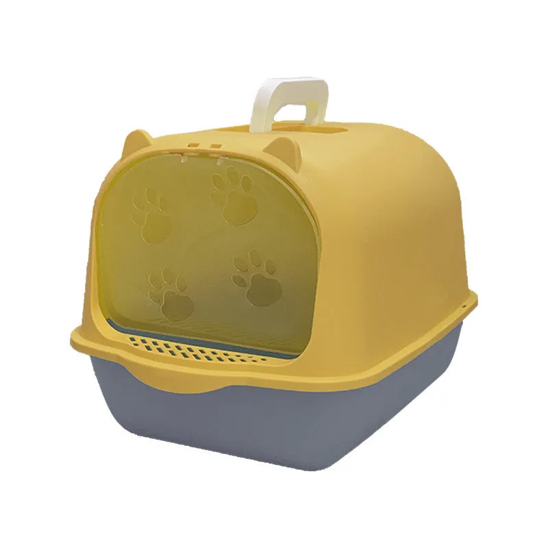 Oversized PP cat litter box in upgrade gray with splash-proof sides and included shovel