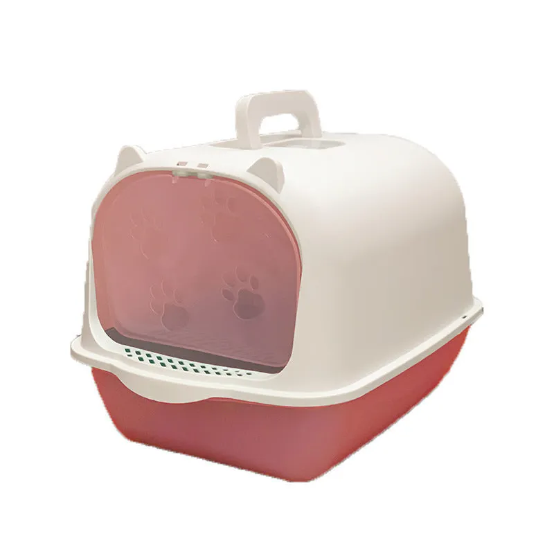 Oversized PP cat litter box in upgrade gray with splash-proof sides and included shovel