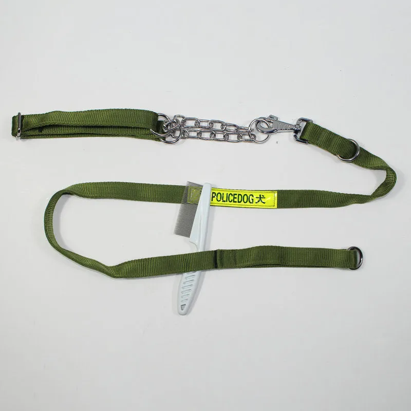 Black PP reflective dog training traction rope for large dogs on a plain background