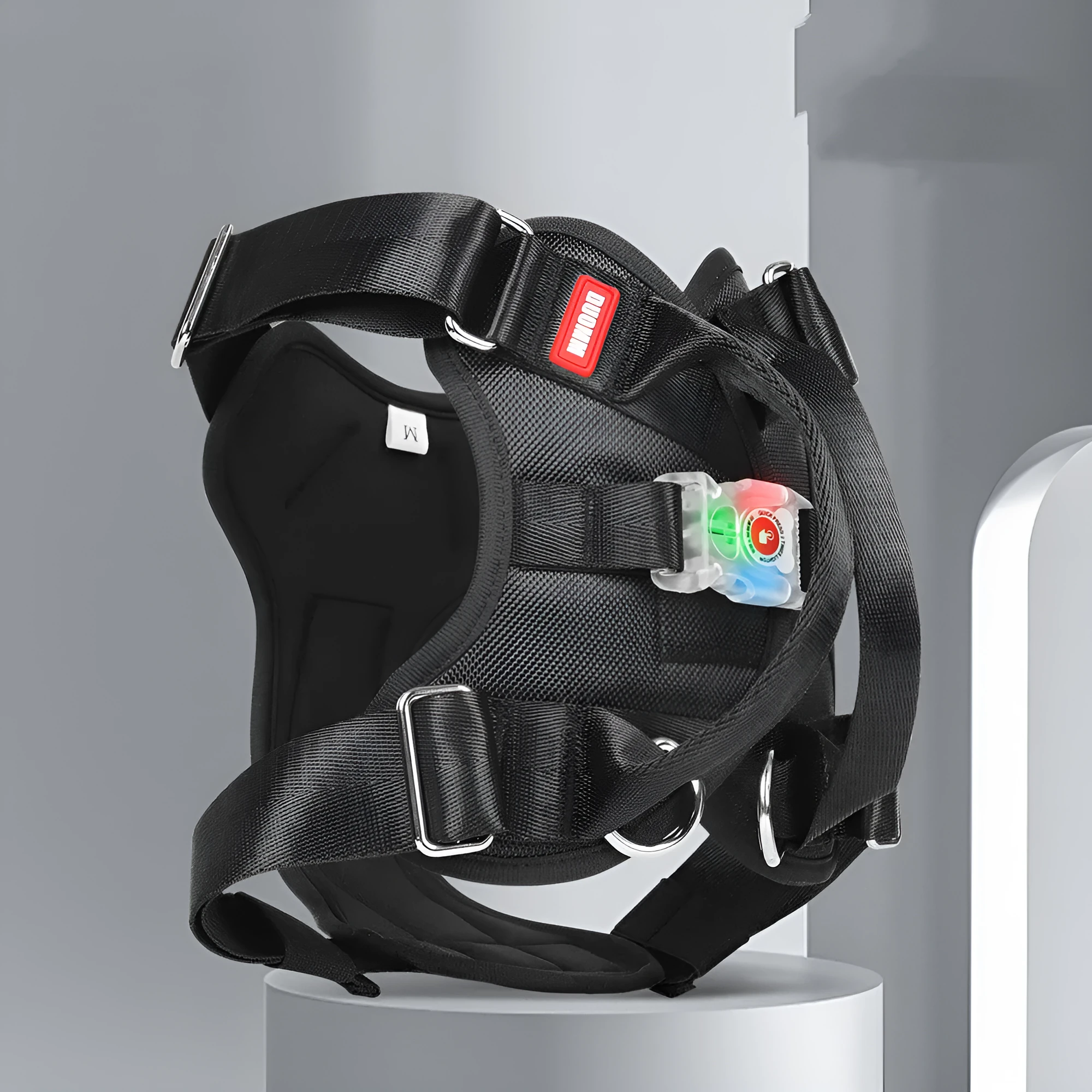 LED luminous chest strap explosion proof Oxford cloth black colour front view