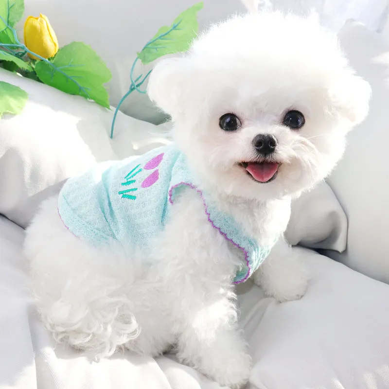 Teddy Bomei VIP cartoon pet vest in yellow for small cats and dogs, pull-on design