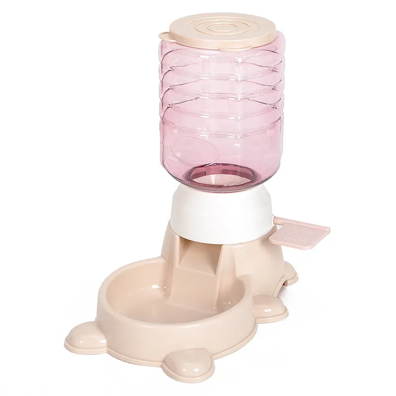Automatic dog food machine 1.8L pet puzzle feeding device in apricot colour with drinking fountain style