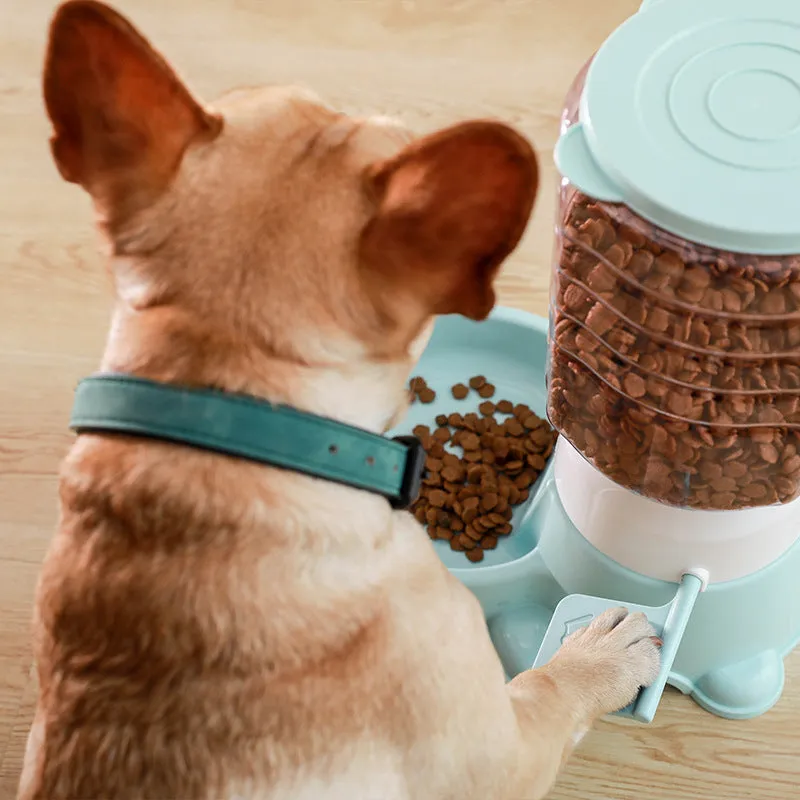 Automatic dog food machine 1.8L pet puzzle feeding device in apricot colour with drinking fountain style