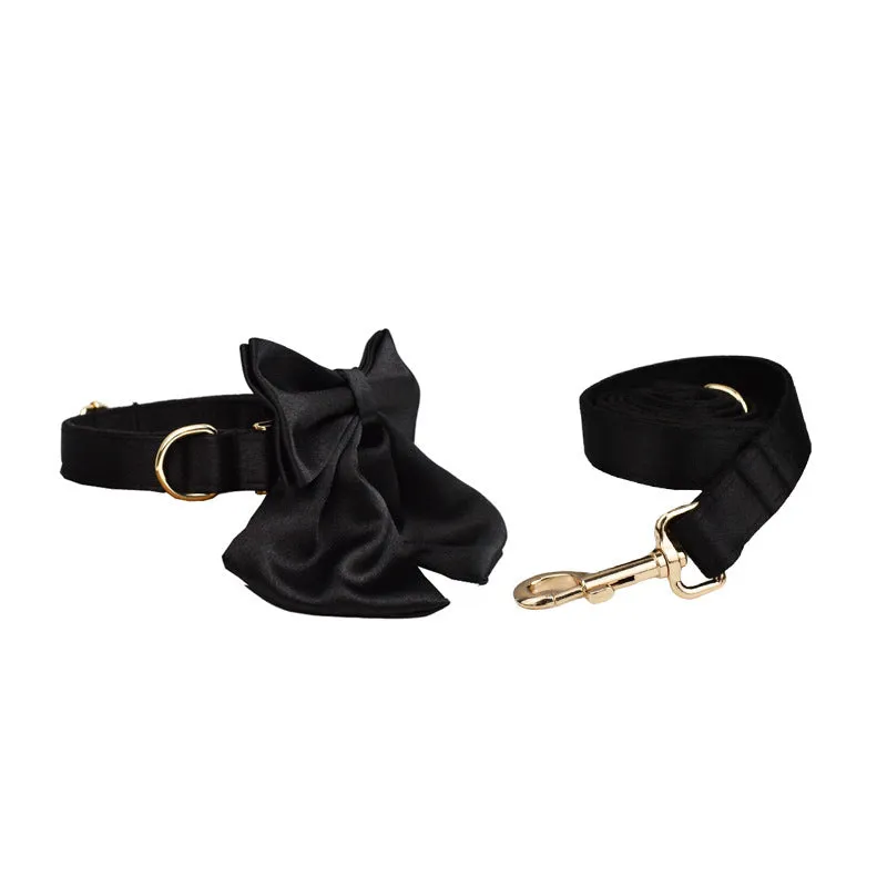 Cloth dog collar and leash set with vest accessory in multiple size options