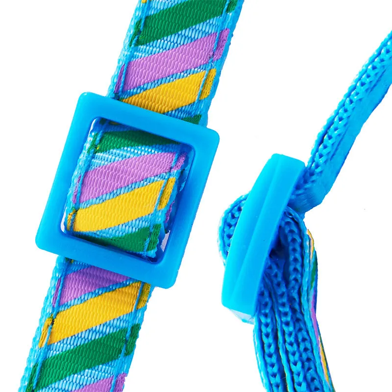 Twill printed cloth pet collar with bell, 1.0cm wide, adjustable 19-32cm, available in blue, orange, pink, purple, red, yellow