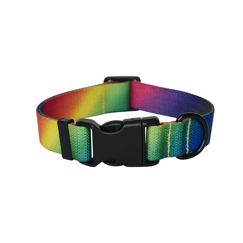 Ribbon webbing dog collar with printed ethnic pattern 2.5cm width adjustable buckle closure