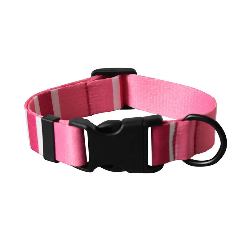 Ribbon webbing dog collar with printed ethnic pattern 2.5cm width adjustable buckle closure