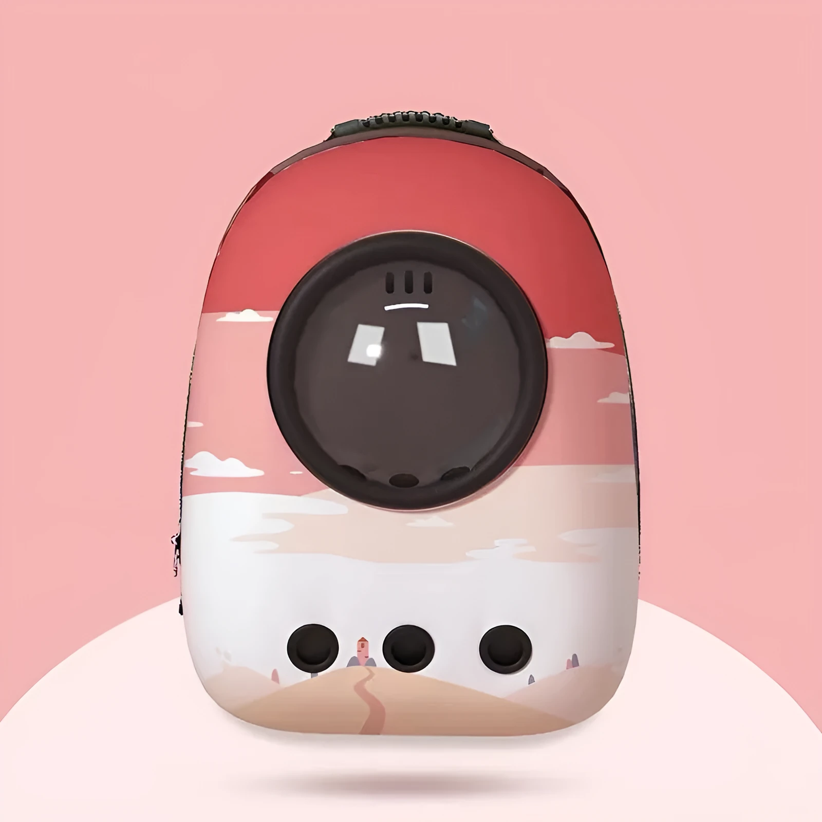 Transparent space capsule pet backpack with bubble window, Oxford fabric, and metal zipper, available in multiple colours