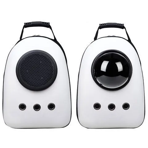 Transparent space capsule pet backpack with bubble window, Oxford fabric, and metal zipper, available in multiple colours