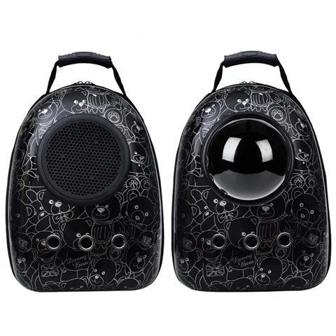 Transparent space capsule pet backpack with bubble window, Oxford fabric, and metal zipper, available in multiple colours