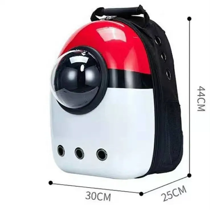 Transparent space capsule pet backpack with bubble window, Oxford fabric, and metal zipper, available in multiple colours