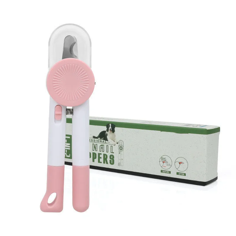 Plastic pet nail clippers in pink with anti-blood position design for dogs