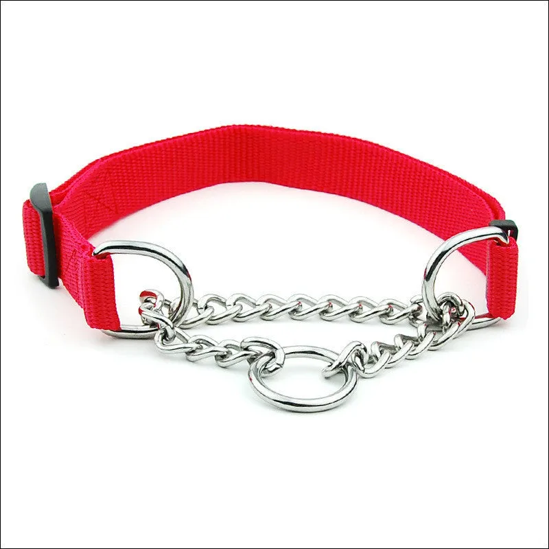 Large adjustable dog collar in blue with zinc alloy buckle, 2.5cm wide, polypropylene webbing