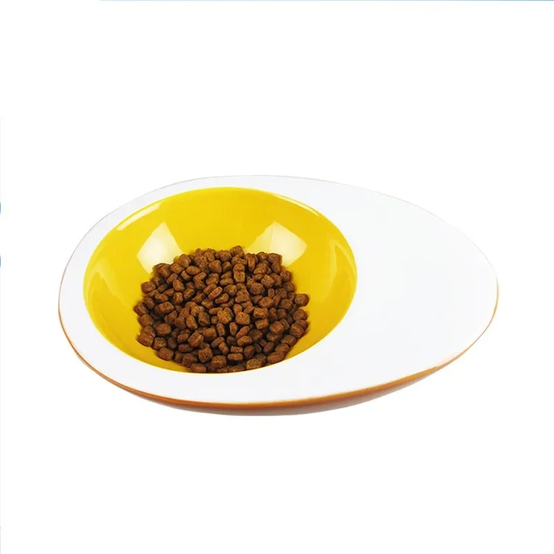 Medium ceramic pet bowl in egg bowl colour, 25x18x8cm, for cats and small dogs