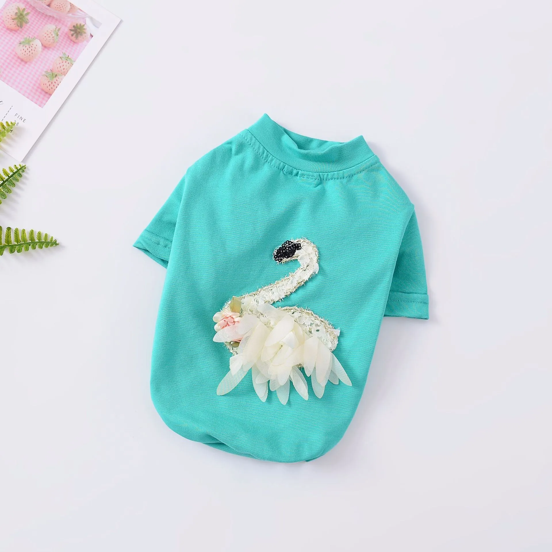 Cotton dog sweater in lake blue, British style knit jumper for small dogs