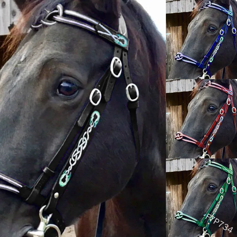 Black PU horse reins bridle M size for equestrian riding and outdoor cycling