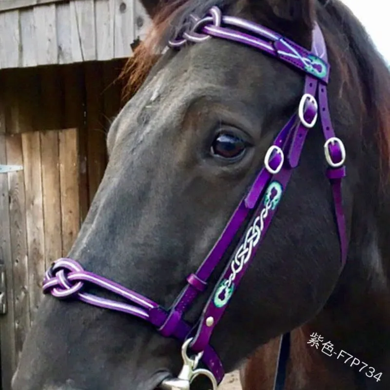 Black PU horse reins bridle M size for equestrian riding and outdoor cycling