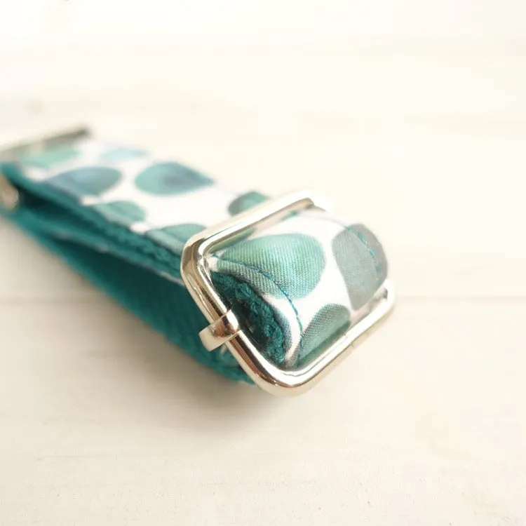 Blue bohemian patterned polyester dog collar on a solid background, size options XS to XL