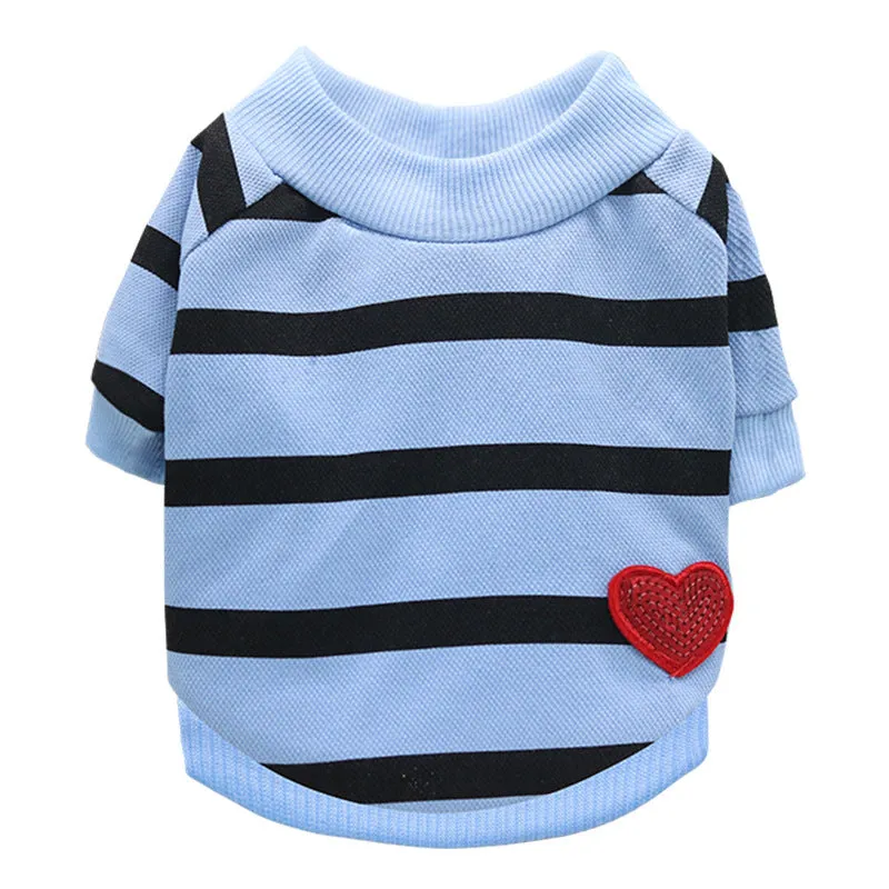 Casual blue puppy summer clothes T-shirt in breathable cloth for small dogs