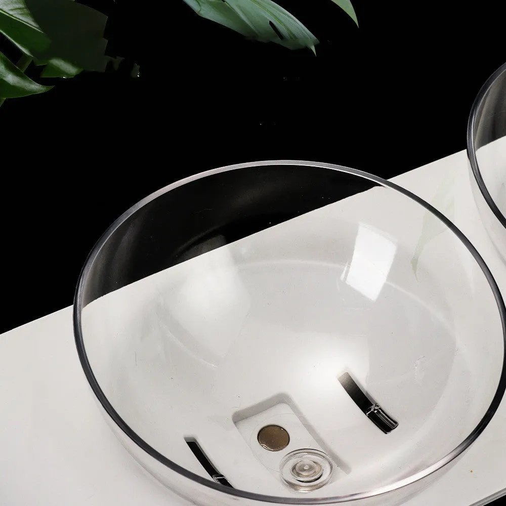 White plastic double bowl pet bowl for dogs and cats, model M760