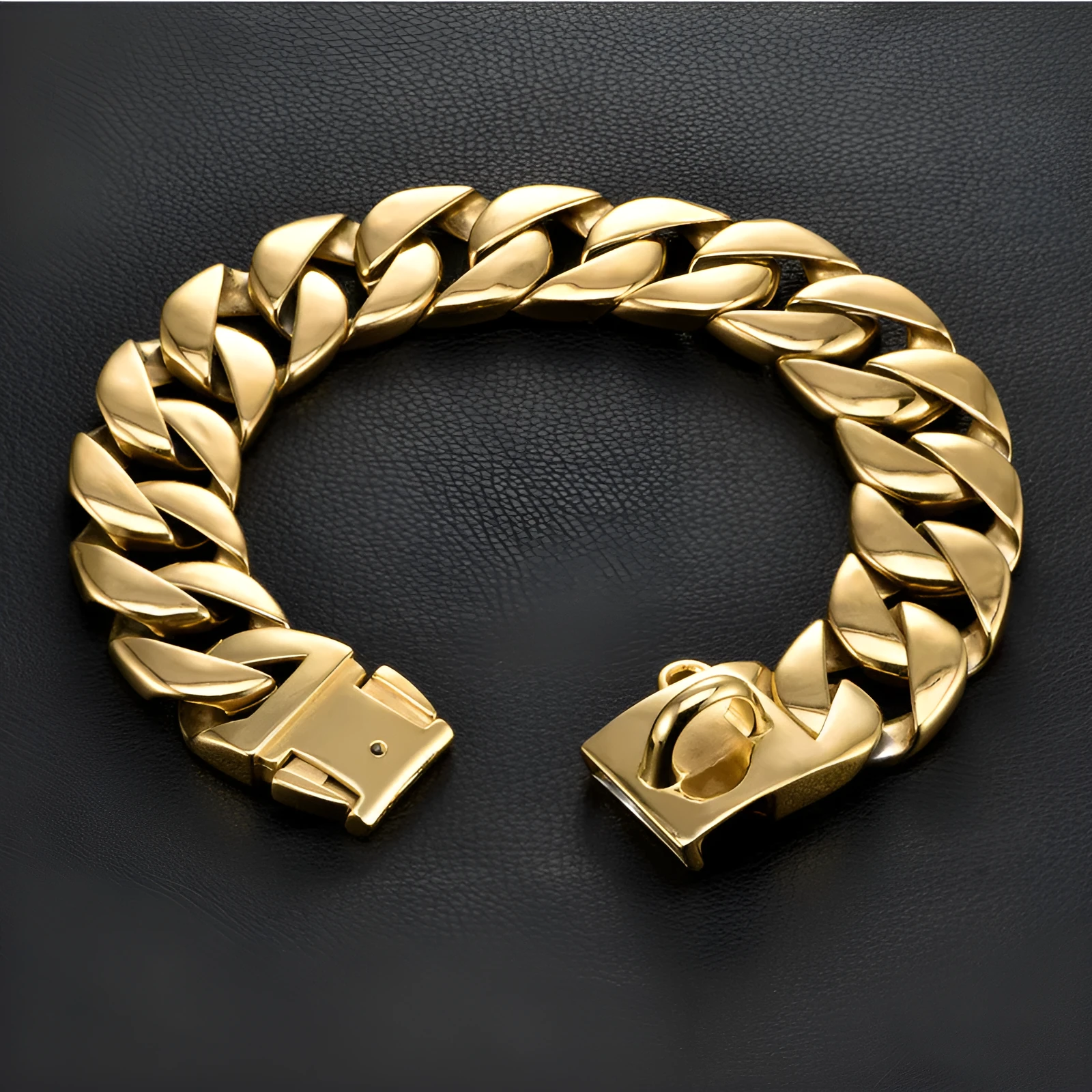 Widened 42mm stainless steel titanium dog bib reinforcement collar in gold finish
