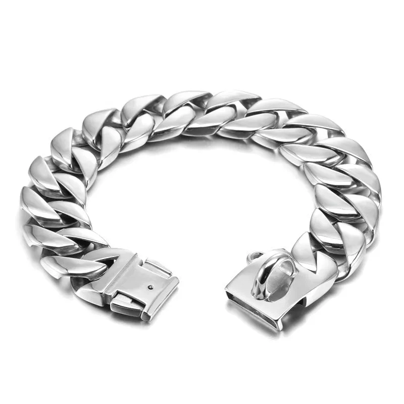 Widened 42mm stainless steel titanium dog bib reinforcement collar in gold finish