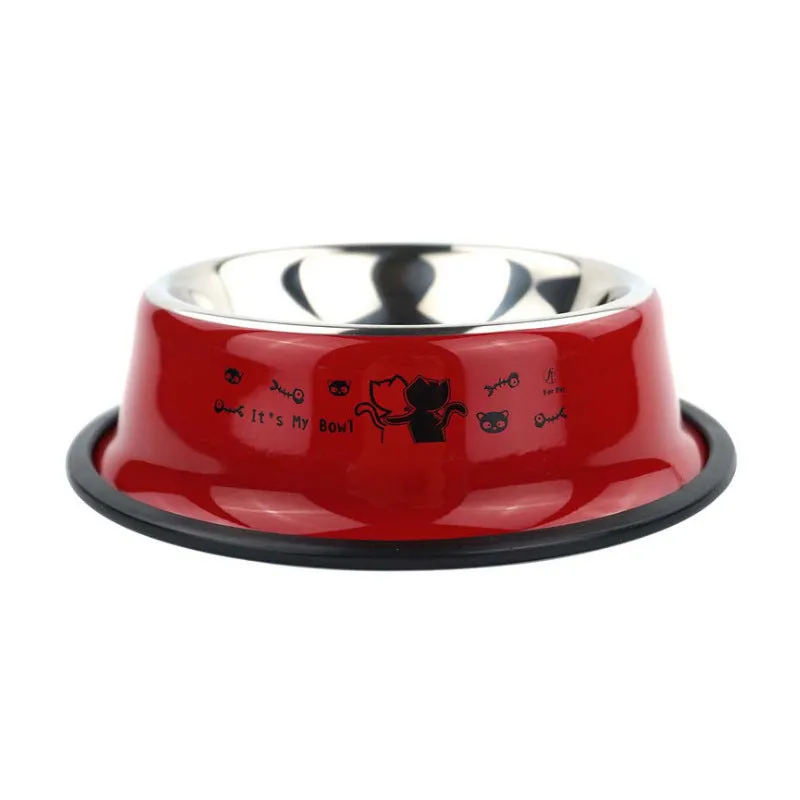 Stainless steel dog bowl with anti-skid base and colour printing in 6 sizes
