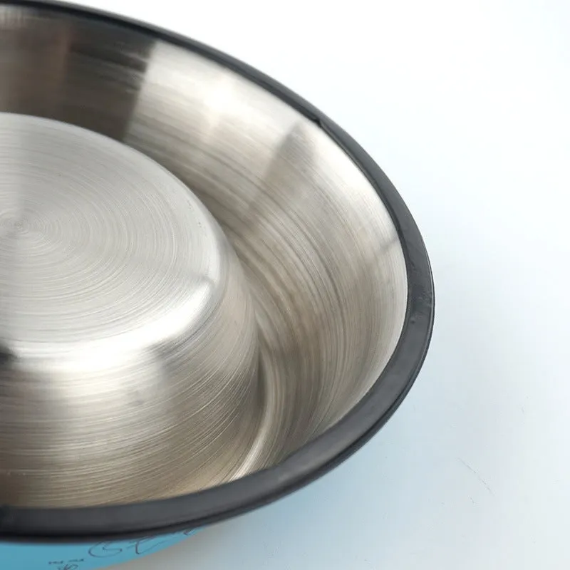 Stainless steel dog bowl with anti-skid base and colour printing in 6 sizes